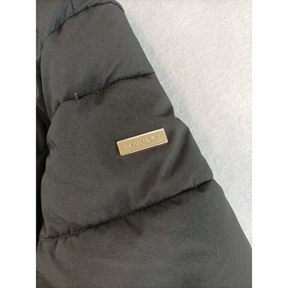 Laundry by Shelli Segal Womens Puffer Coat Jacket Size XL Black Zip w/ Hood - Picture 2 of 10